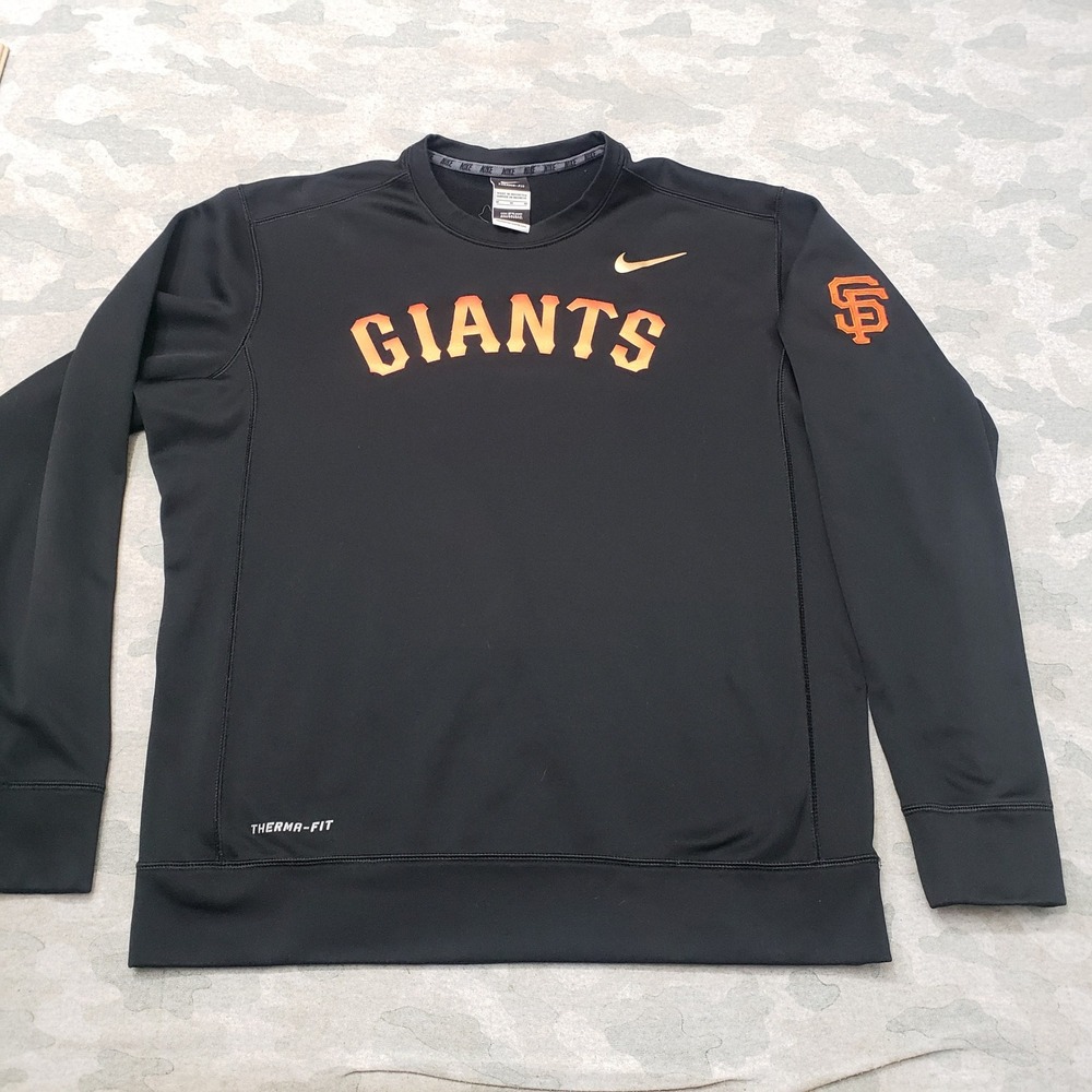 Nike SF Giants Shirt Mens Medium Black Therma-FiT MLB Pullover Baseball